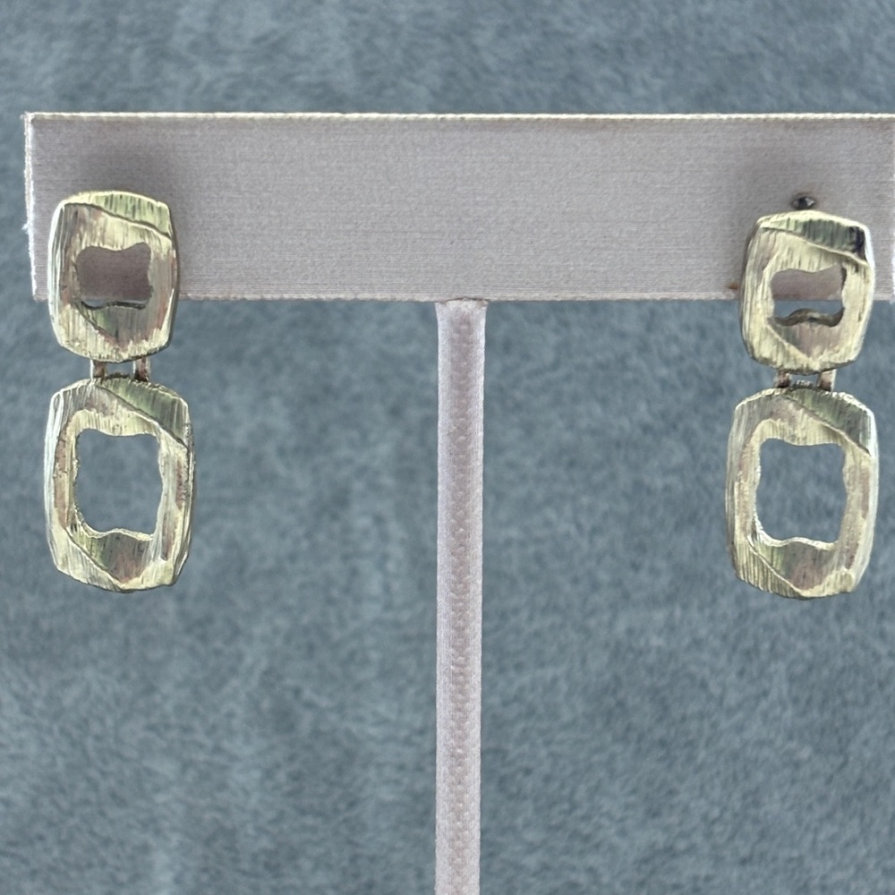Gold-Tone Geometric Drop Earrings - Picture 2 of 3